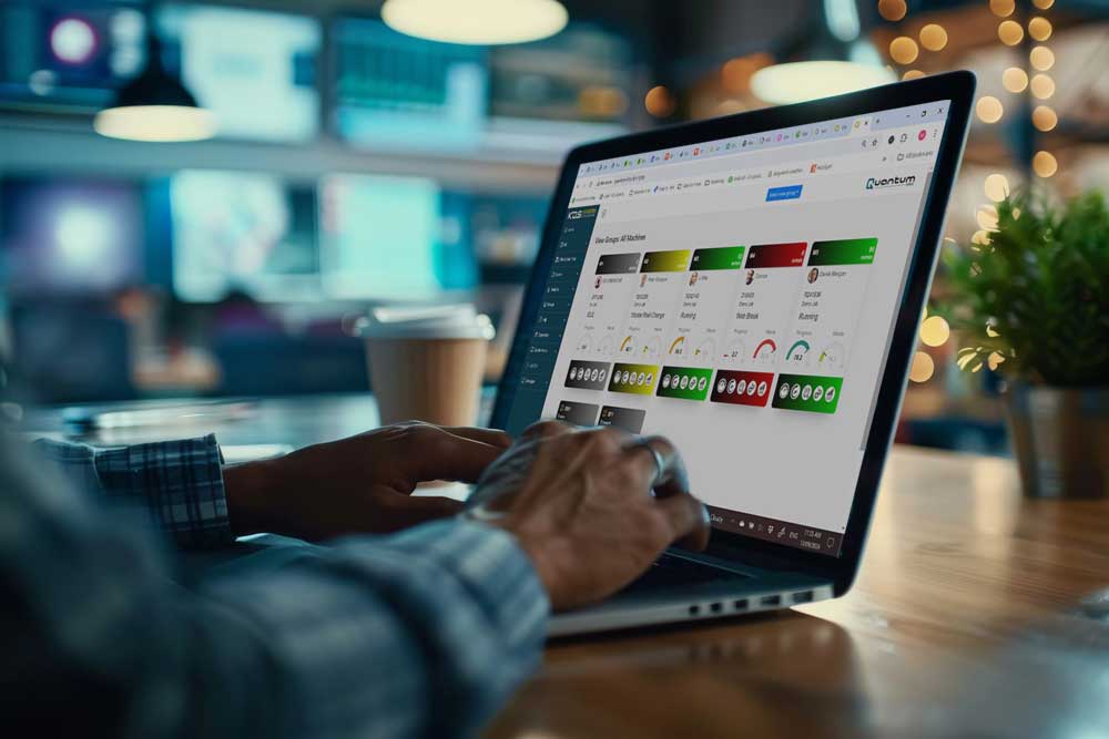 production monitoring software on a laptop computer